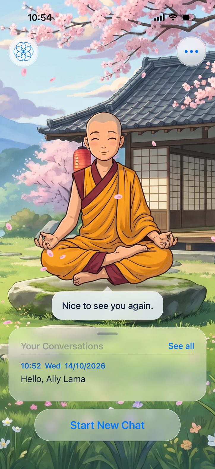 Ally Lama home screen in the garden by day